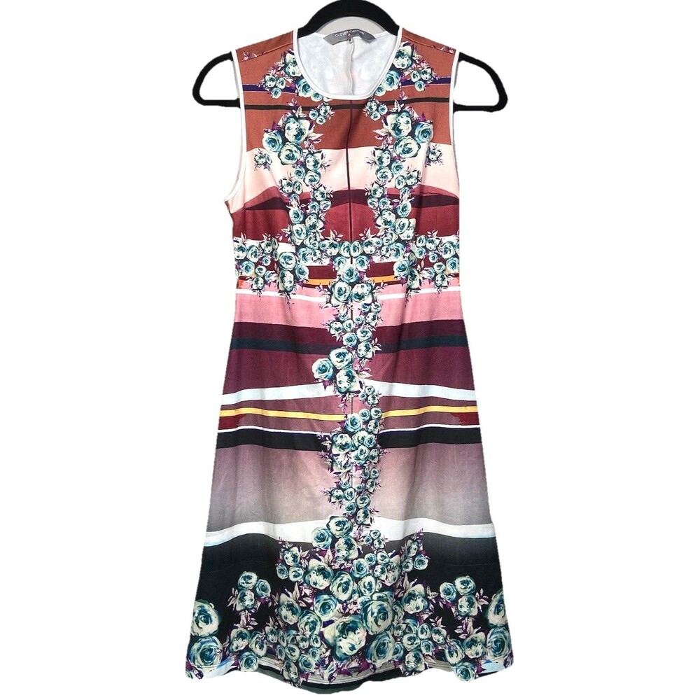 Clover Canyon Dress Womens Medium Floral Scuba Fit Flare Sleeveless USA